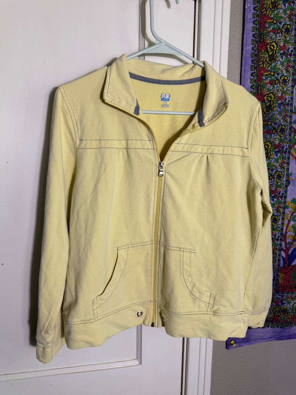 SB Active Petite Yellow Full Zip Sweatshirt Jacket Pockets Size Medium
